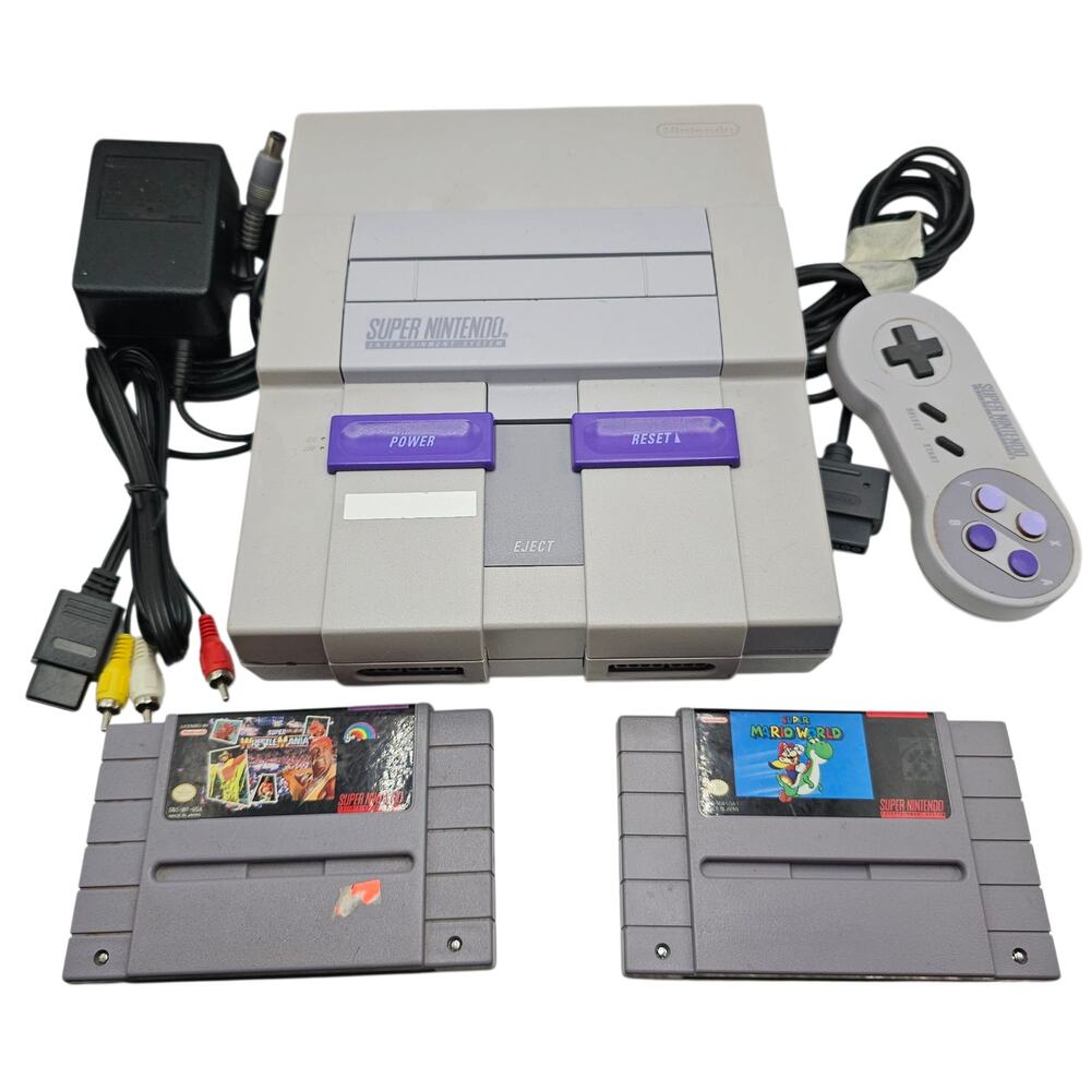 Nintendo SNES Console Bundle 2 Games Controller Needs AC Adapter Repair